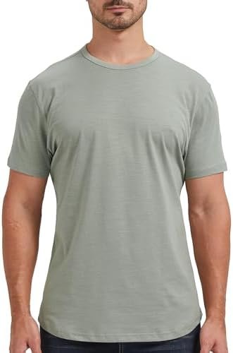 Men's Curved Hem 100% Slub Cotton T-Shirt Premium Casual Stylish Soft Tee