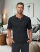 Men's Short Sleeve Shirt Cotton Lightweight 3 Button Tops Vintage Casual Summer Shirt Soft Fashion