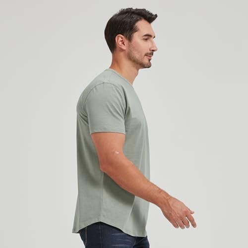 Men's Curved Hem 100% Slub Cotton T-Shirt Premium Casual Stylish Soft Tee