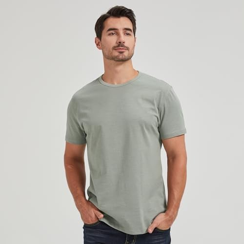 Men's Curved Hem 100% Slub Cotton T-Shirt Premium Casual Stylish Soft Tee