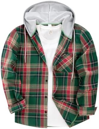 Men's Autumn Fashion and Hooded Checkered Shirt Fuzzy Indoor Slipper