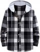 Men's Autumn Fashion and Hooded Checkered Shirt Full Sleeve Tops Men